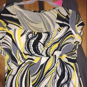 Yellow black and white striped shirt